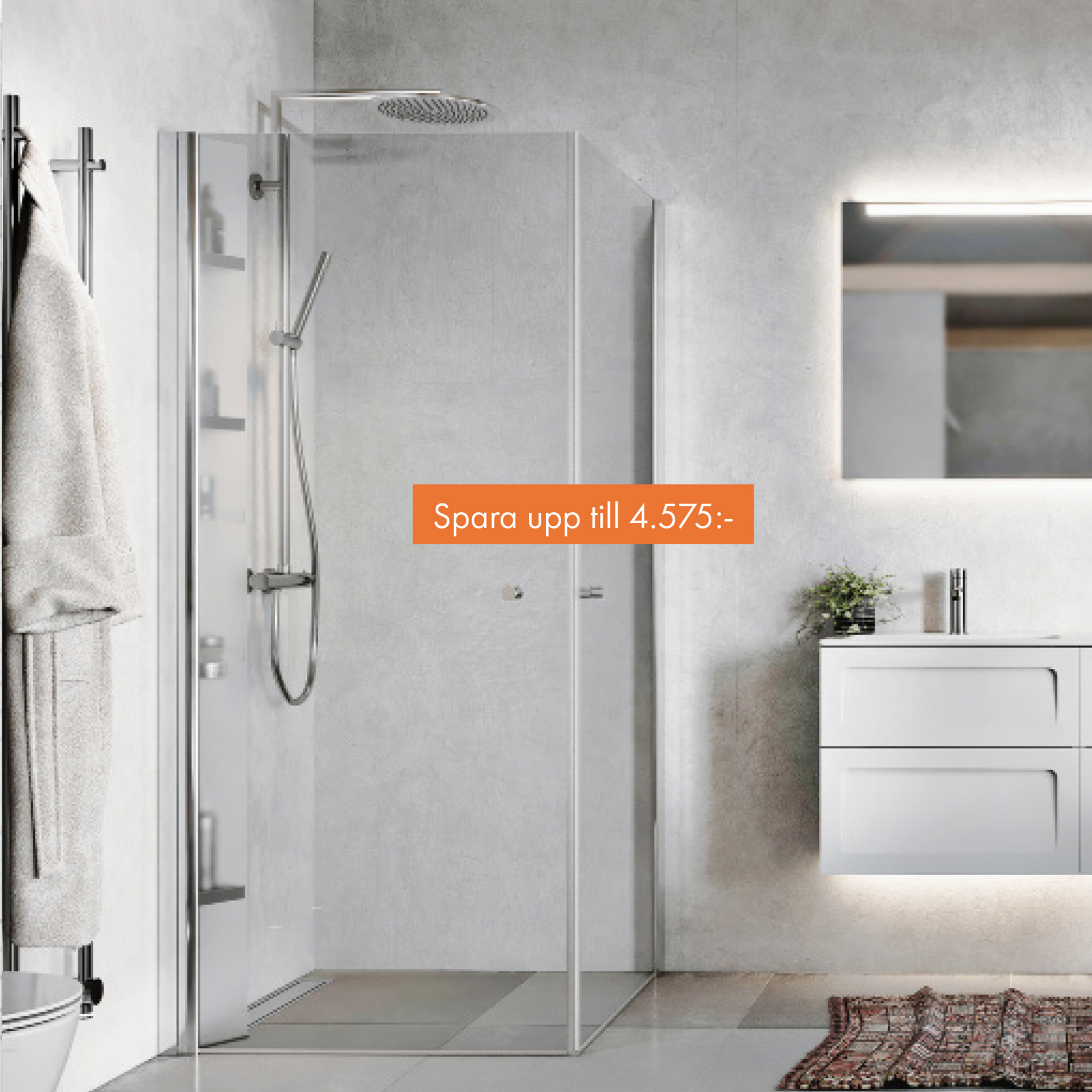 Macro Design Spirit Rund med svarta profiler och Asti takdusch