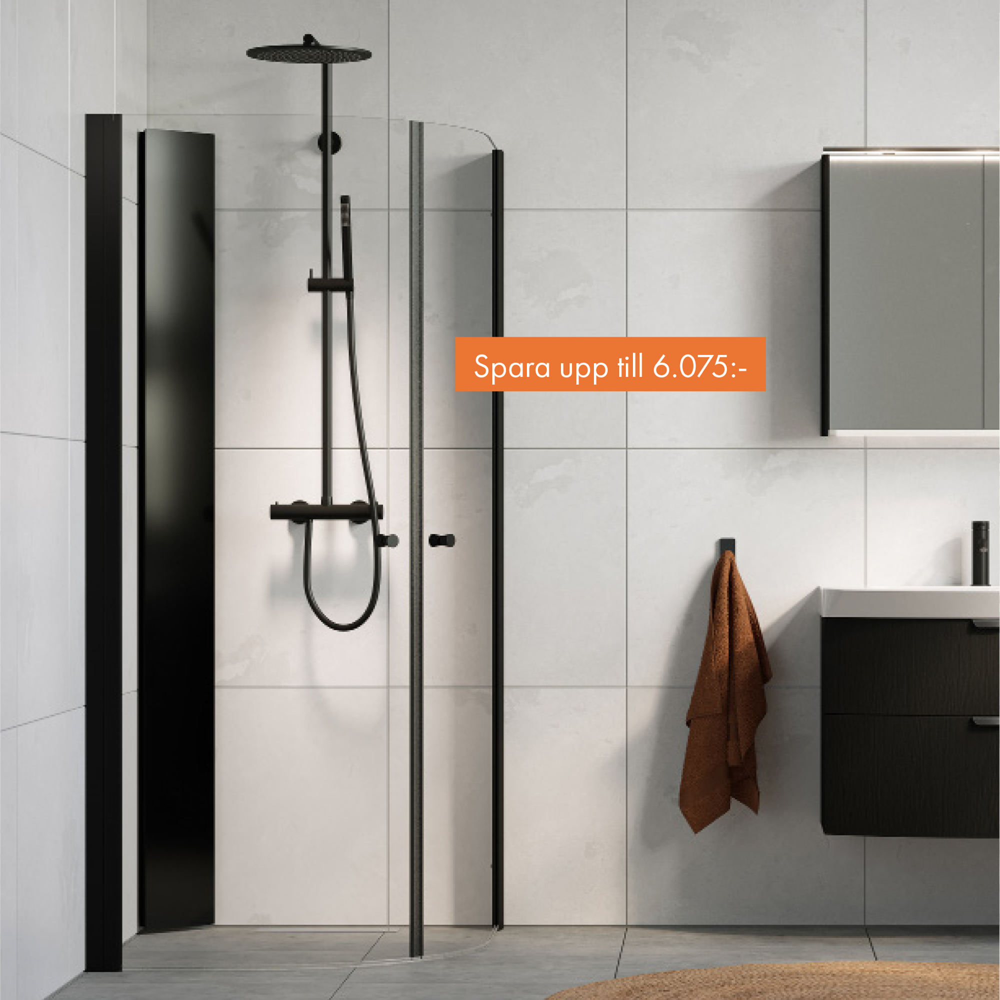 Macro Design Spirit Rund med svarta profiler och Asti takdusch