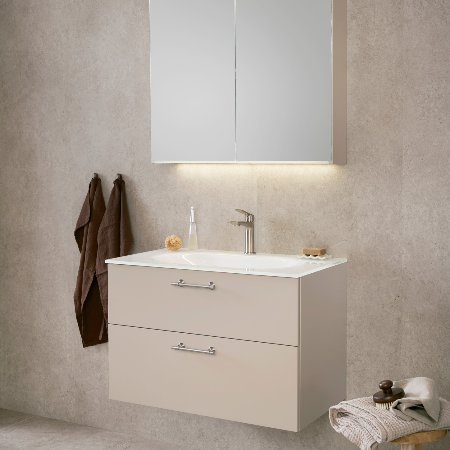 Crown Kommod 1000 Glastvättställ Edge